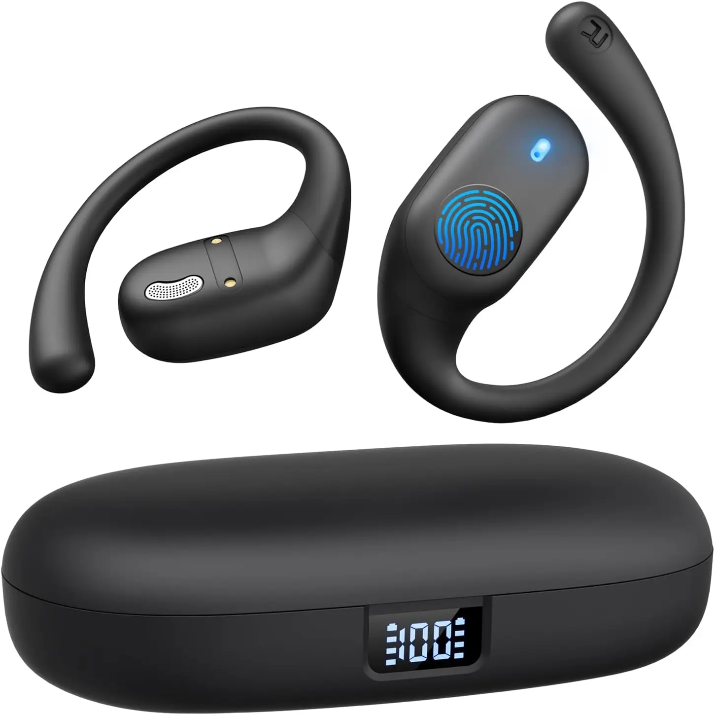 

Open Ear Headphones, Bluetooth Headphones 5.3 Sports with Smart Digital Display, 36H Playtime, IP5 Waterproof