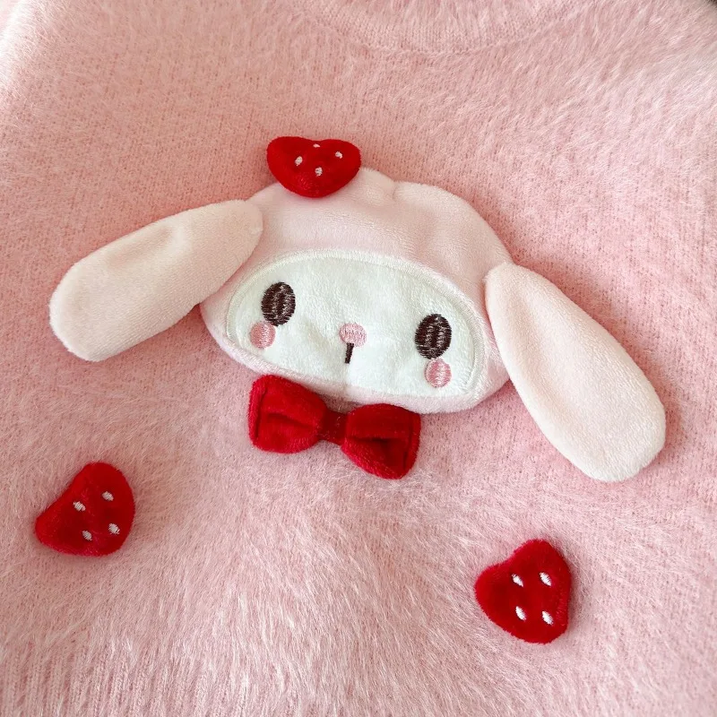 Feminino corazón Kawaii MINISO My Melody moda abrigo de manga larga suéter lindo niños prendas de punto gruesas regalos de tela para niñas