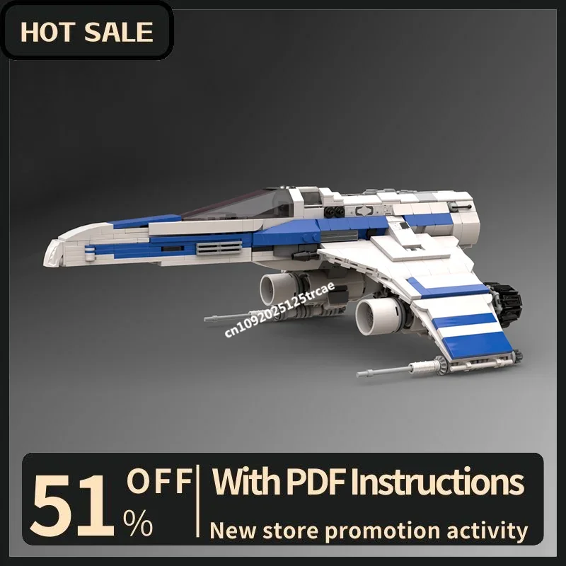 New 652Pcs Famous Star Battle Movie Moc Republic E-Wing Aircraft Model Building Custom Puzzles Diy Creative Ideas Toys Gifts