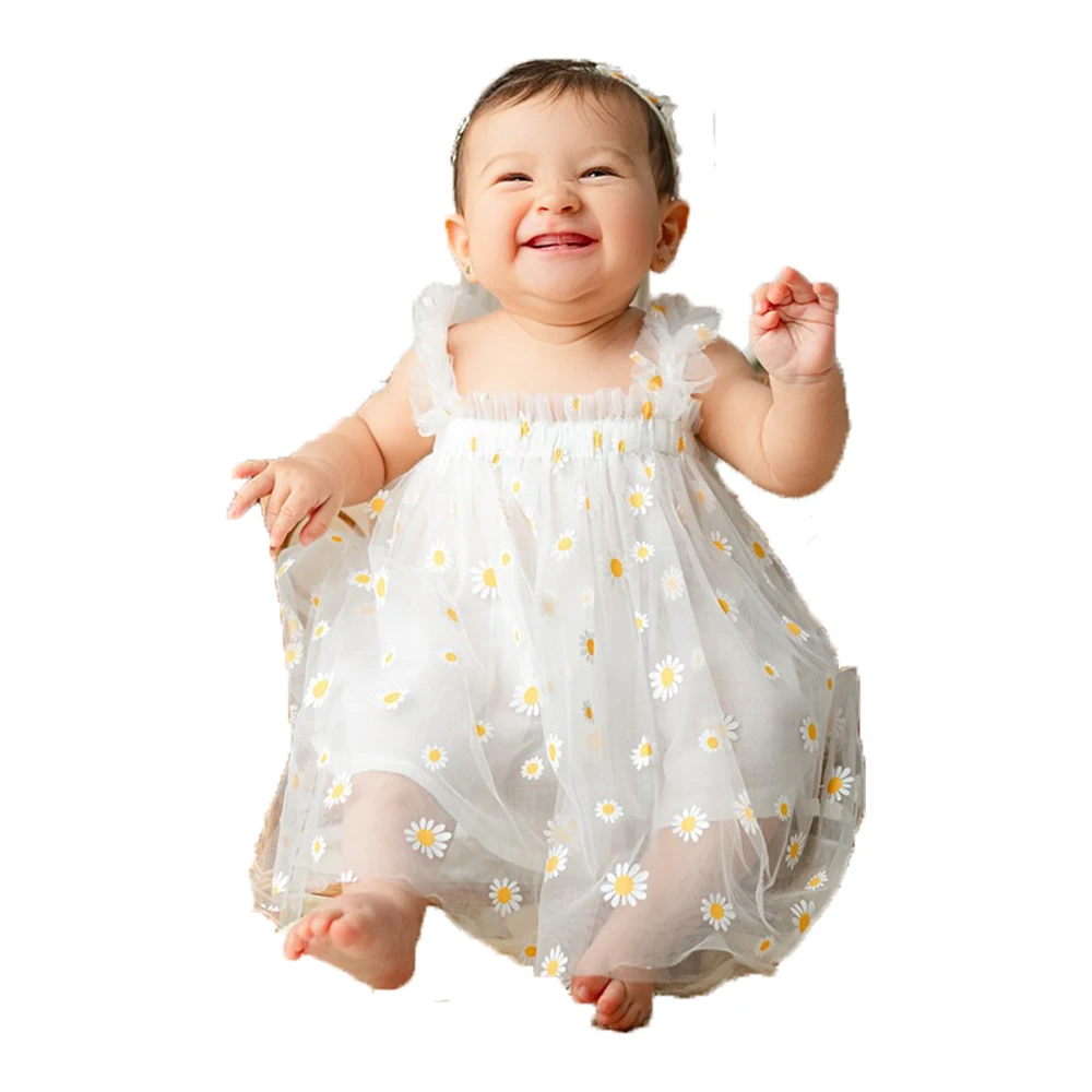 Newborn Baby Girl Photography Dress Daisy Mesh Princess Outfit Infant Clothes Baby Shower 1st Birthday Photo Props Boutique