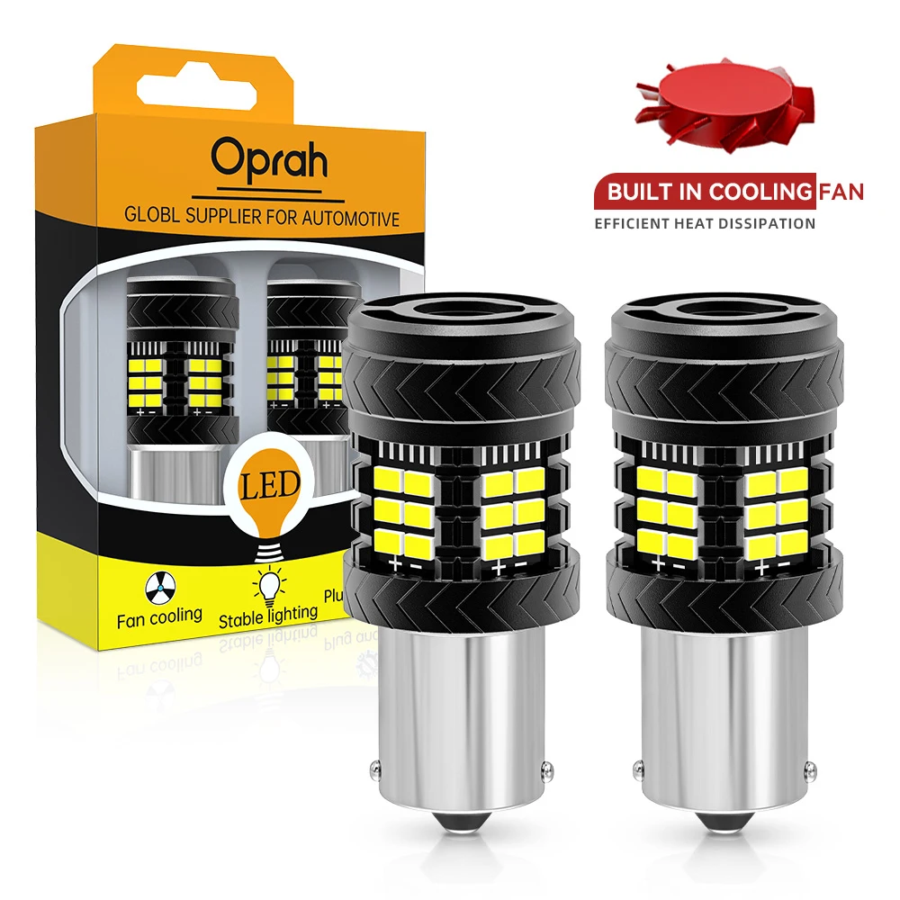 

Oprah 2 шт. Супер яркий автомобильный светодиодный фонарь Canbus LED 1156 P21W PY21W 1157 P21/5W 7440 7443 Тормозная лампа указателя поворота с вентилятором и охлаждением