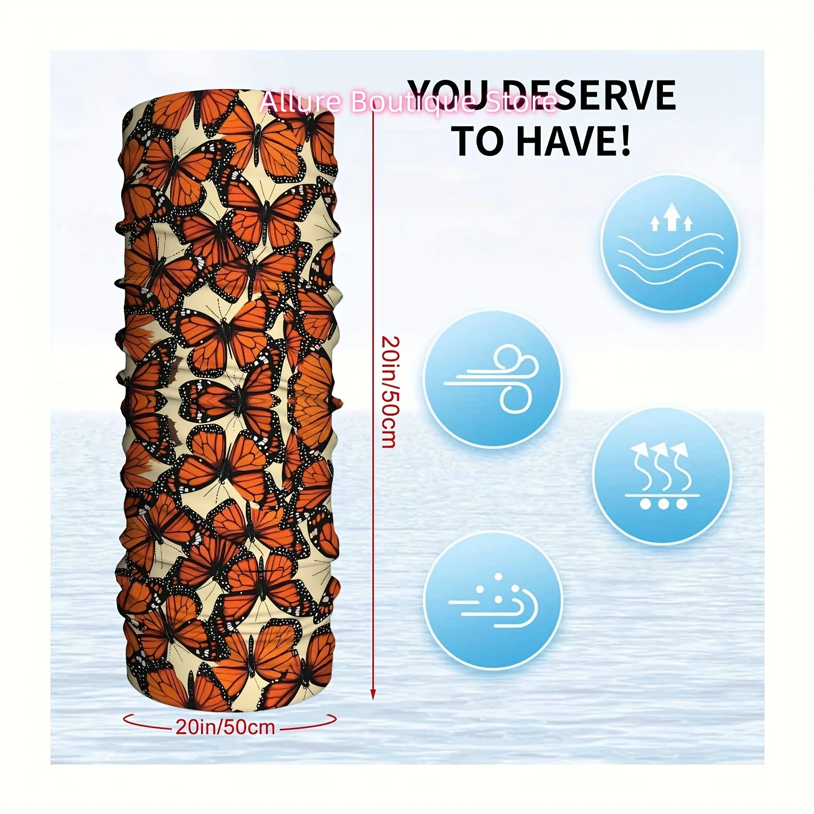 Orange Butterflies, Pattern, Nature Theme. Multi-Functional Printed Scarf for Men And Women, Unisex Mask Neck Scarf Suitable for