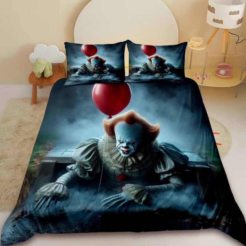 

Duvet Cover (Pennywise) - IT Bedding Set, Single & Double Sizes, Kids' Gift, Bedroom/Living Room Decor, Red Balloons