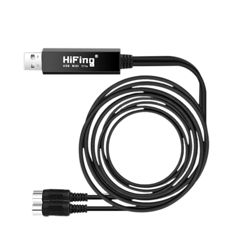 Conversor/adaptador de interface MIDI USB IN-OUT HiFing com cabo MIDI DIN de 5 pinos para PC/Laptop/Mac HOT