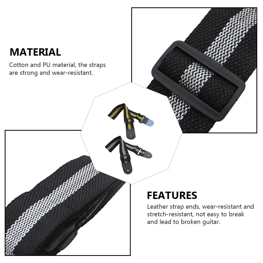 

2 Pcs Guitar Strap Belts Bass Accessories Lanyards with Stripes Cotton for Women