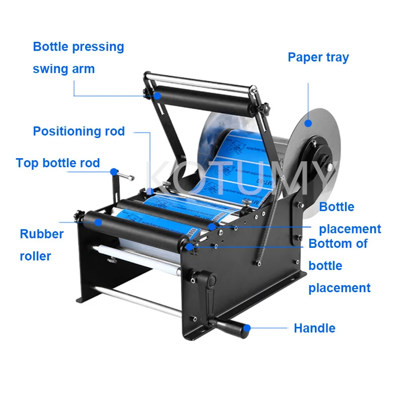 Imagem -06 - Manual Rotulagem Máquina Garrafa Ajustável Semi-automática Etiqueta Etiqueta Aplicador Redondo Cilíndrico Vidro Garrafa de Plástico