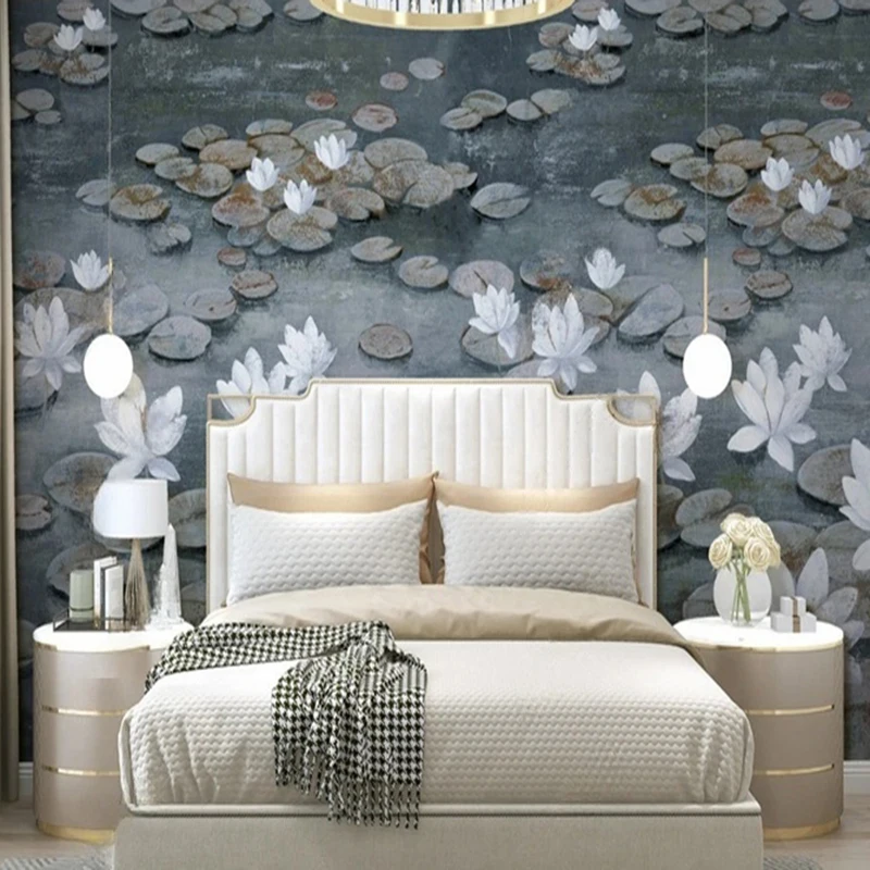 

MU8506 Vintage Flower Wall Mural Custom Hand-Drawn Plant Leaves Flowers Wallpaper for Living Room TV Background Sofa Wall Decor