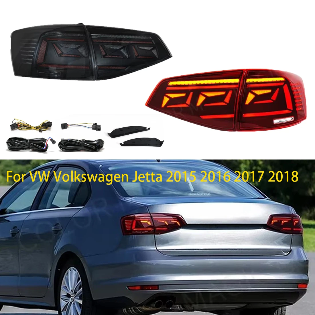 

Светодиодный задний фонарь в сборе для Volkswagen Jetta Mk6 Sagitar 2015 2016 2017 2018, указатель поворота, тормозной задний фонарь, Plug and Play