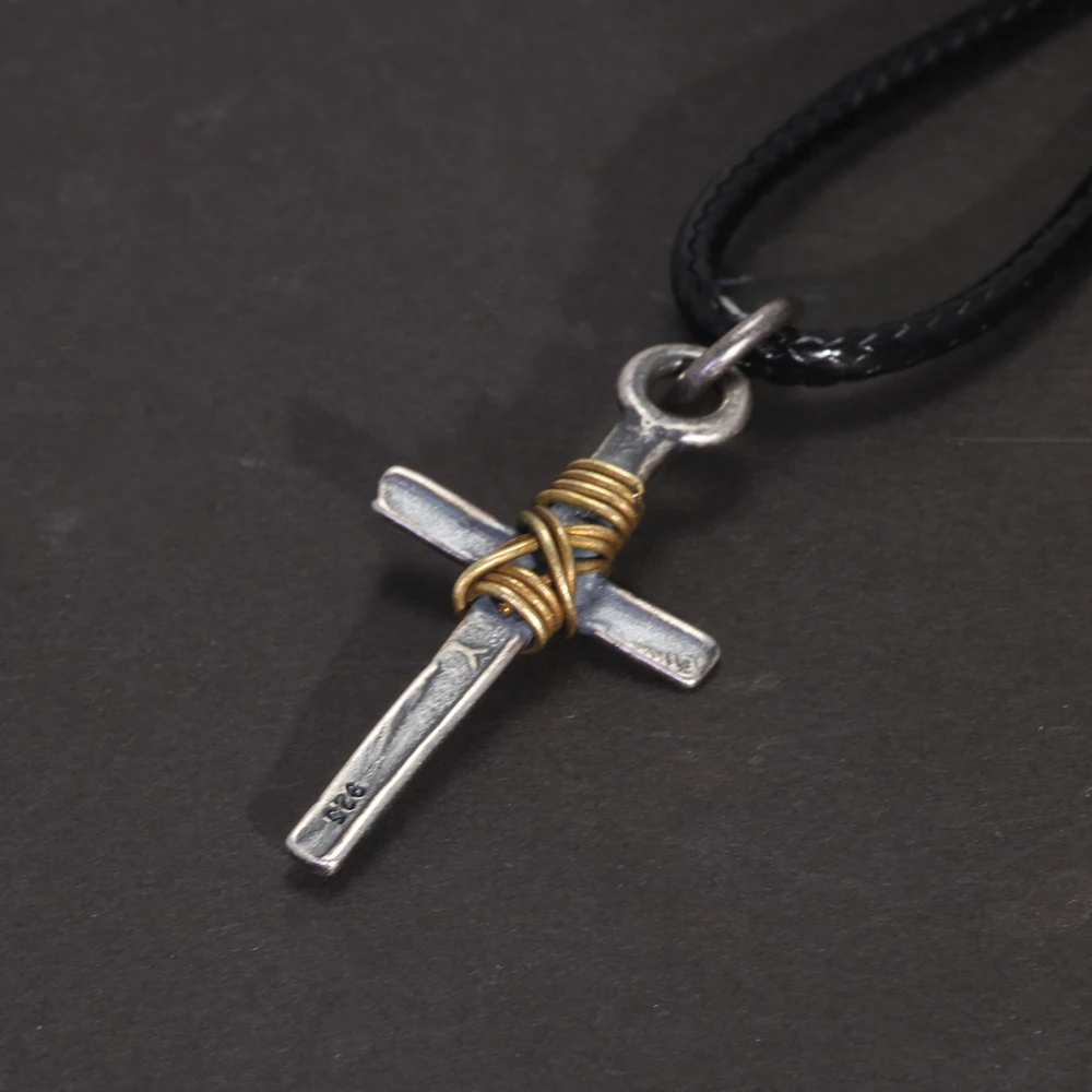 Silver Copper Cross Pendant Necklace 3