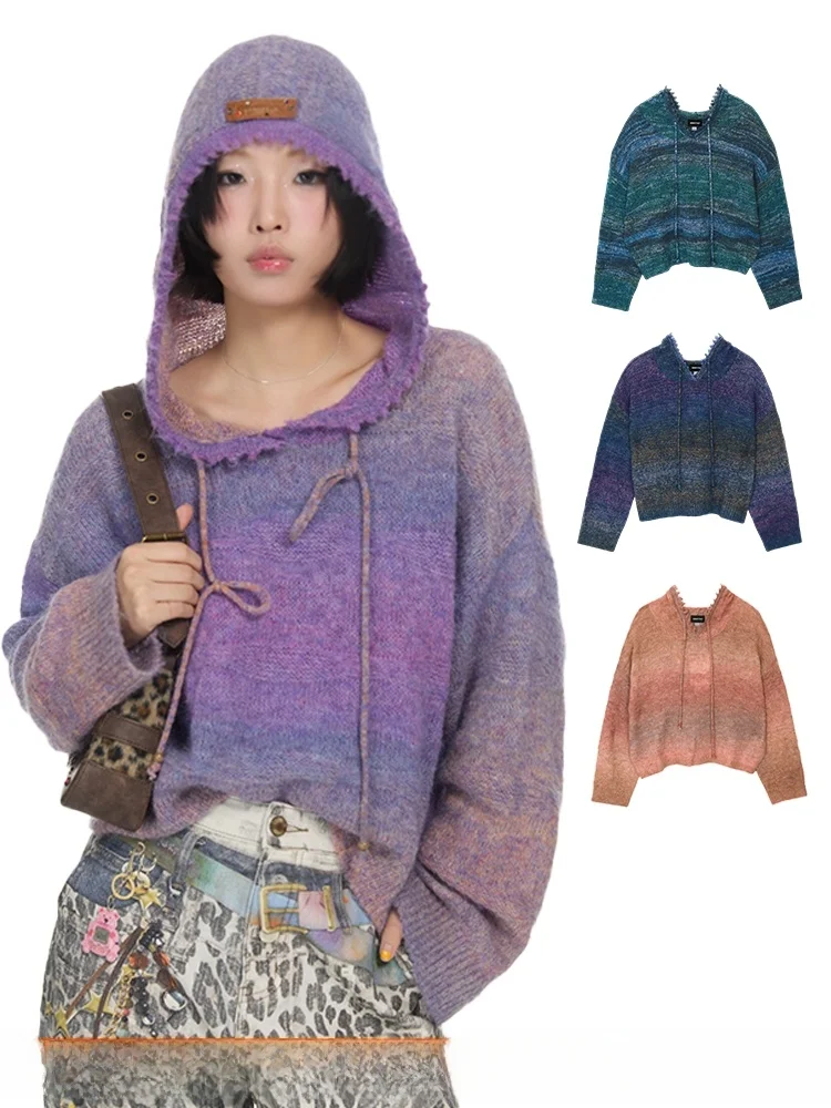 

DNT Soft adient Вязаная толстовка с капюшоном Женская уличная толстовка с длинным светом Повседневный удобный зимний топ Полиэстер Нейлон Wo...