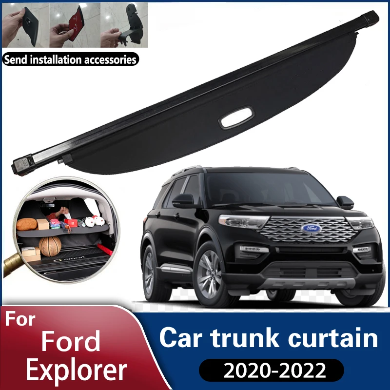 Car Trunk Curtain For Ford Explorer 2020 2021 2022 Car Trunk Curtain Covers Rear Rack Partition Shelter Decoration Accessories