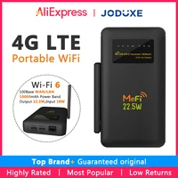 JODUXE-Link 4G LTE enrutador móvil portátil Wifi6 punto de acceso de alta velocidad Mifi de bolsillo con banda de alimentación de 10000mAh compatible con VPN (PPTP/L2TP)