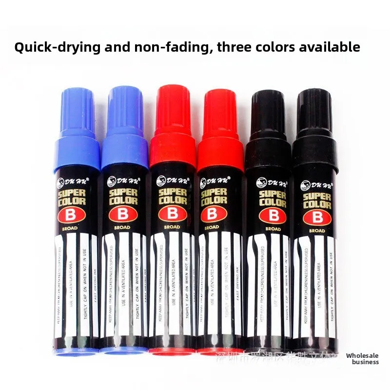 6-Pack Jumbo Broad Tip Black Marker Pens for Address & Identity Protection, Extra Wide Chisel Point, Fast-Drying Ink, High Cover