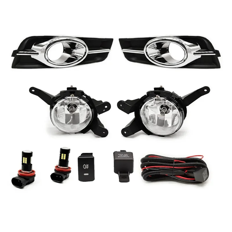 

Car Front Bumper LED Fog Light Kits For Cruze 2009-2014 Chrome Fog Lamp Cover Grill Bezel Relay Switch Harness Parts