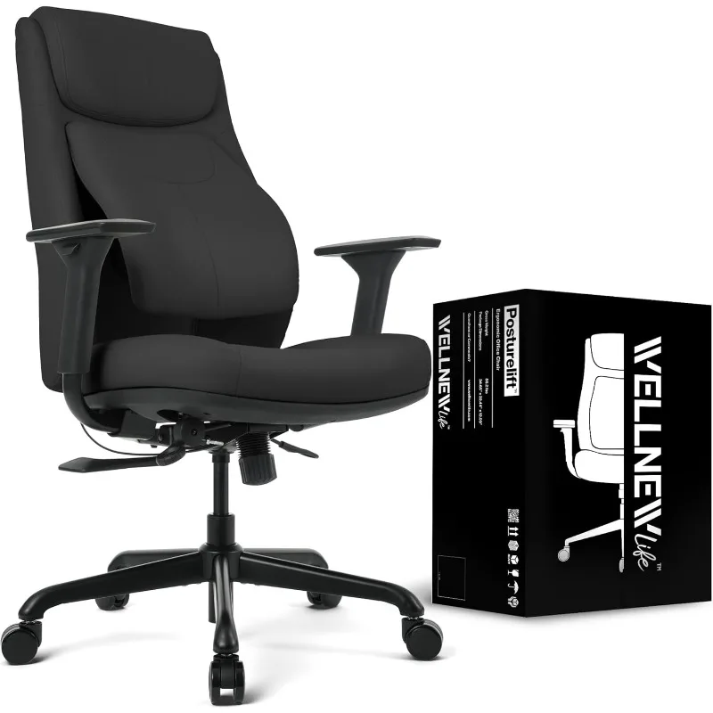 

Ergonomic office chair. Patented lumbar support to relieve posture and lower back pain.