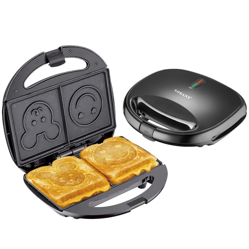 110V & 220V Elektrische Mini Wafels Maker Machine 3 In1 Multifunctionele Wafel Sandwich Gegrilde Steak Maker Schattig Smiley Face Model