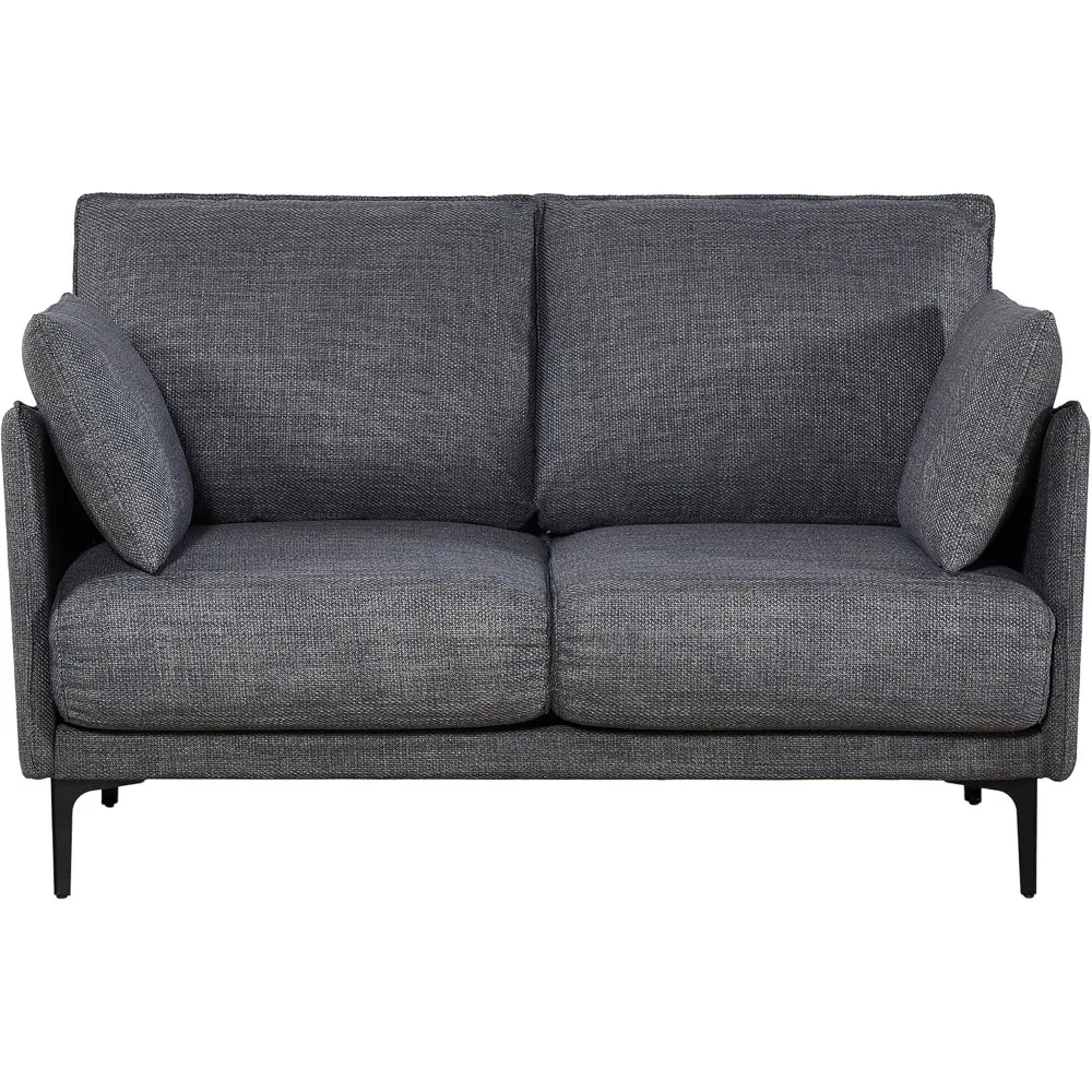 أريكة Loveseat، أريكة Loveseat حديثة بتصميم بسيط لمنتصف القرن مع منفذ شحن USB، أريكة صغيرة بمقعدين مع وسادتين، ساق معدنية #3