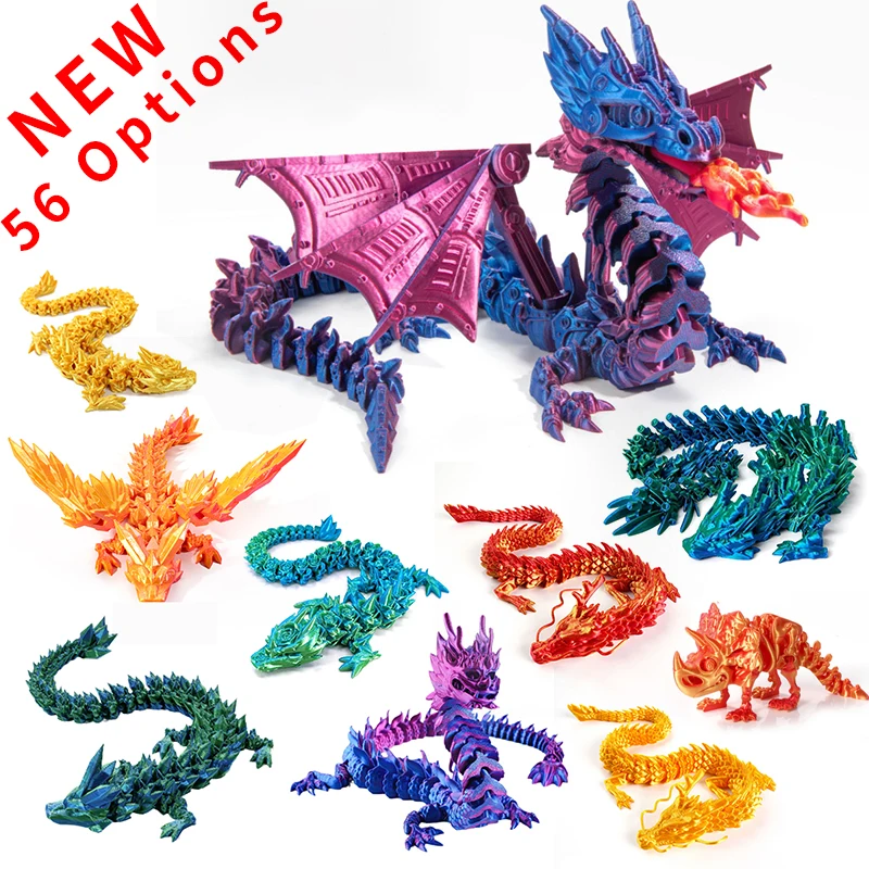 3D พิมพ์มังกร Rotatable Articulated Dragons Western สไตล์คริสตัล Dragon Home Office Desktop หัตถกรรมเครื่องประดับของขวัญสร้างสรรค์