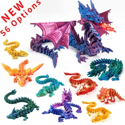 3D Printed Dragon Rotatable Articulated Dragons Western Style Crystal Dragon Home Office Desktop CraftS Ornament Creative Gifts