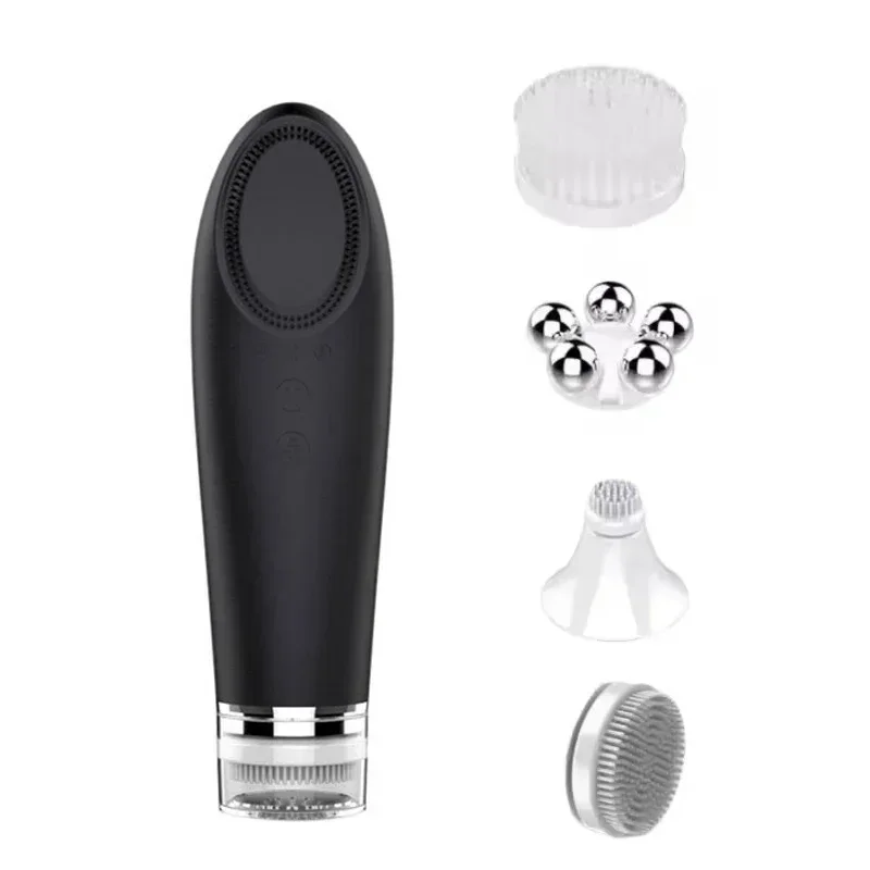 

Electrics 4 in1 silicone Blackhead Exfoliating Skin Tightening Massage Home Spa Face Cleaner Care face brush cleanser