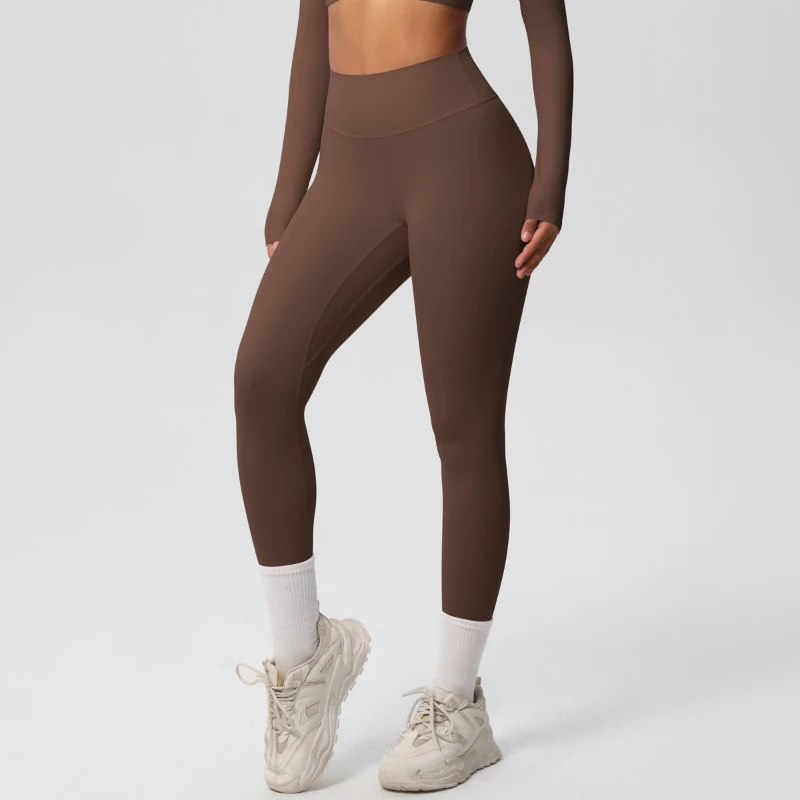 

Double-sided grinding, tight and breathable, solid color training yoga clothes, eight-piece set of sports running fitness clothe