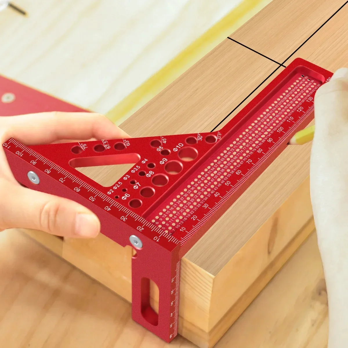 3D Multi Angle Measuring Ruler Aluminum Woodworking Square Protractor Dowel Pin