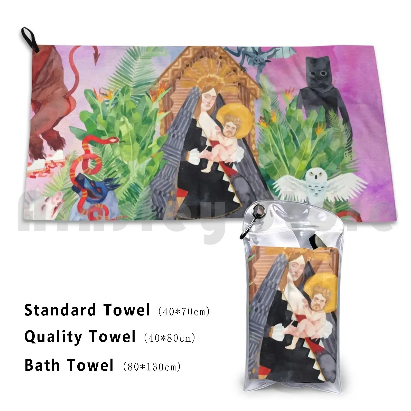 I Love You , Honeybear Full Art Bath Towel Beach Cushion I Love You Honeybear Honeybear Fjm Father John Misty Indie