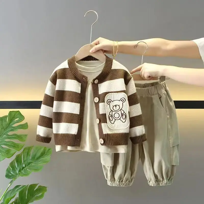 

Baby Boys' Spring and Autumn Set Fashion New Style Children's Sweater Cardigan+Pants 2-piece Set