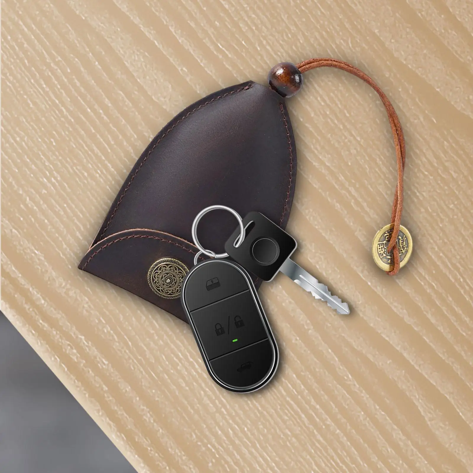 Multifunction Car Key Holder PU Leather Pendant for Business Men Women