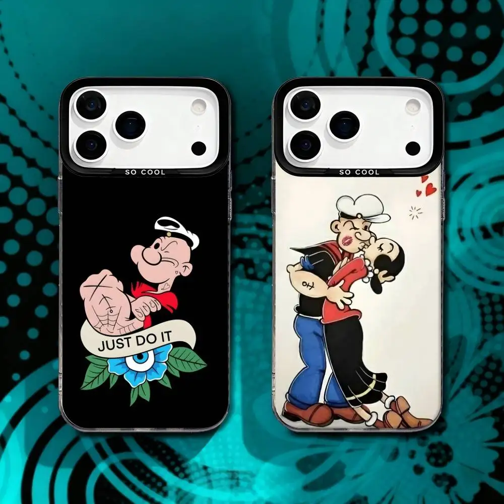 

P-PopeyeS Olive Spinach Phone Case For iPhone 17,16,15,14,13,12,X,8,Pro,Max,Plus,SE4,Air,Mini Black Matte Durable Hard