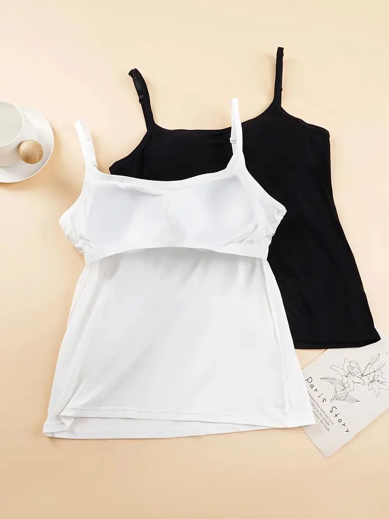Solid seamless padded tank tops, simple stretchy breathable camisole tops, women's lingerie