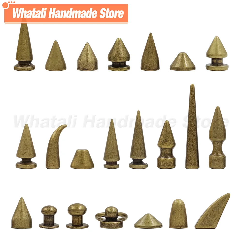 Multiple Size Copper Bullet Spikes Rivets With Screws For Leather Punk Studs and Spikes For Clothes Thorns Patch DIY Crafts