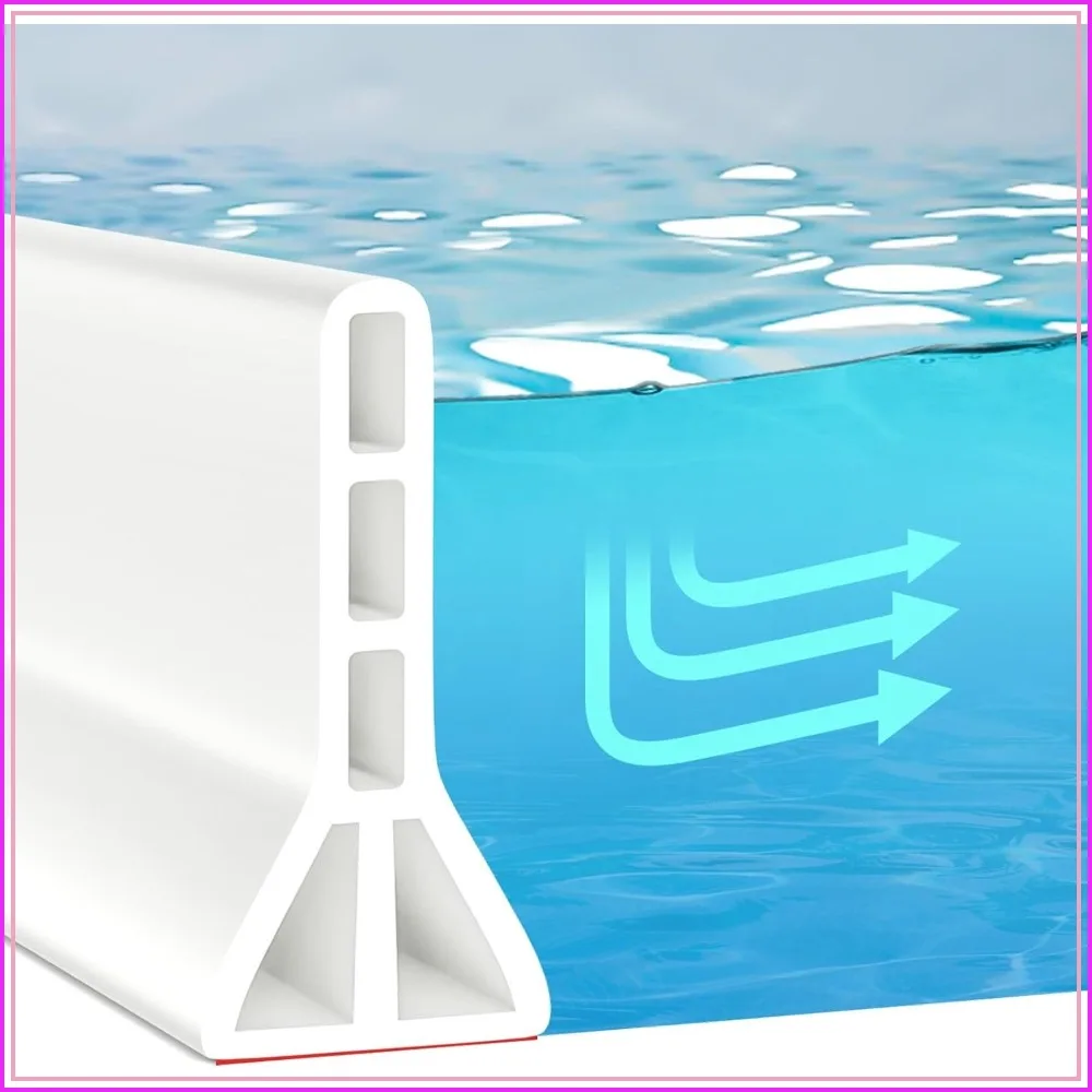 

3" High Shower Threshold Water Dam 67" Collapsible Shower Barrier Water Stopper for Wet and Dry Separation Bathroom Kitchen