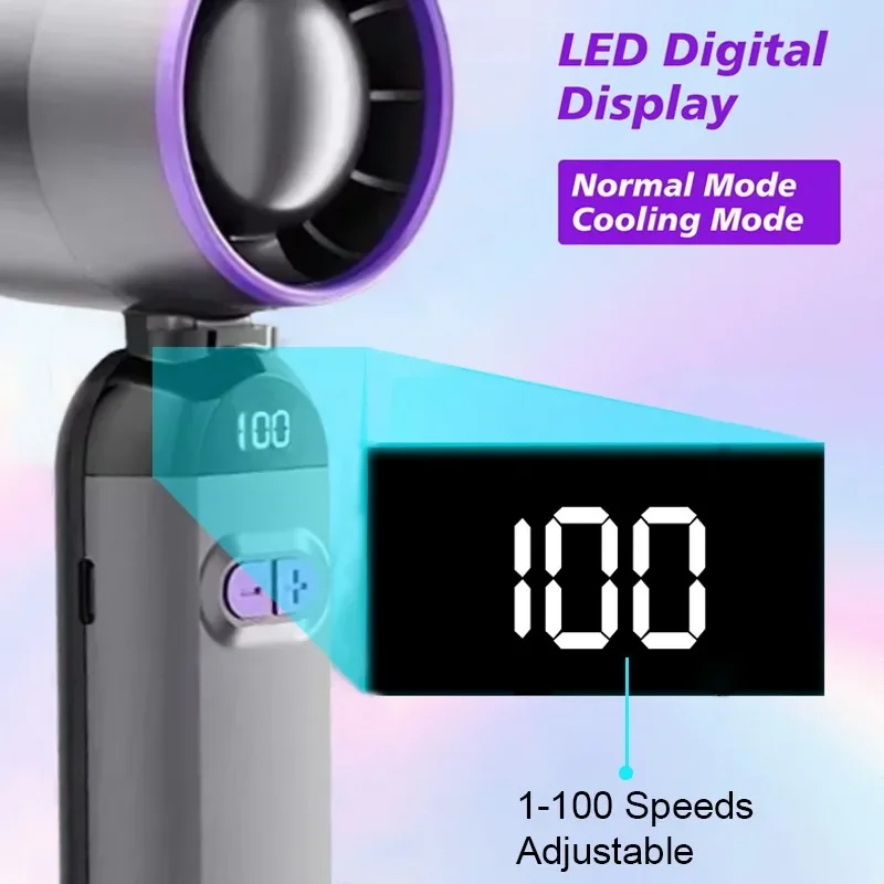 Outdoor Foldable Portable Handheld Fan Mini Cooling USB Rechargeable 100-level Free Control High Speed Turbo Fan for Travel