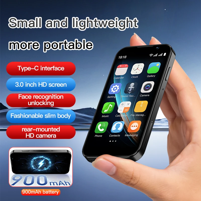 

SOYES XS18 Pro Mini Smartphone 3.0 Inch Android 8.1 2GB RAM 16GB ROM Facial Recognition Dual SIM 3G Small Mobile Phone