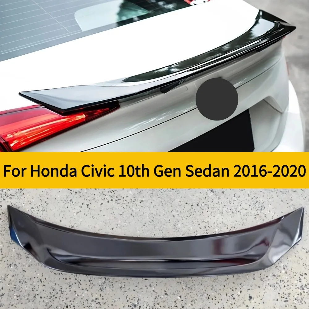 For  Honda Civic 10th 2016-2020 Gen Sedan Racing Style Rear Wing Spoiler Trunk Lip Tail Trim Styling Tuning Accessory