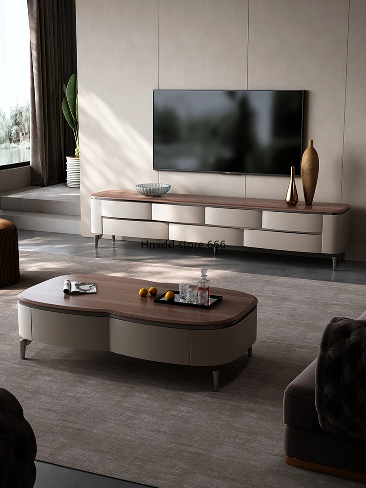 TV cabinet coffee table combination, new designer minimalist high-foot paint floor cabinet