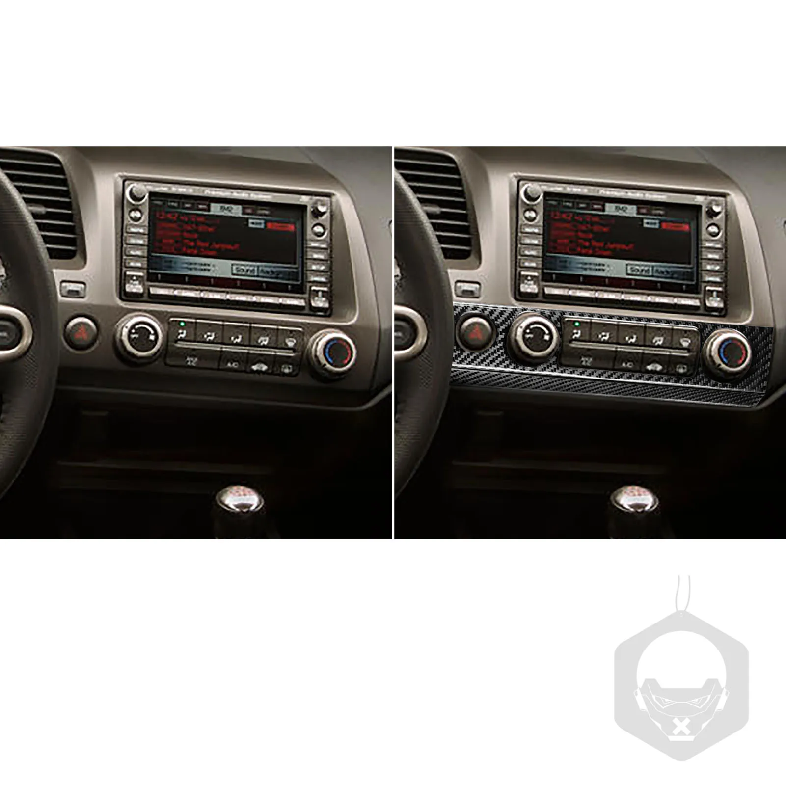 Car Interior Accessories For Honda Civic 8th Gen 2006-2011 Carbon Fiber Air Conditioning Button Stickers+Headlight Switch Panel