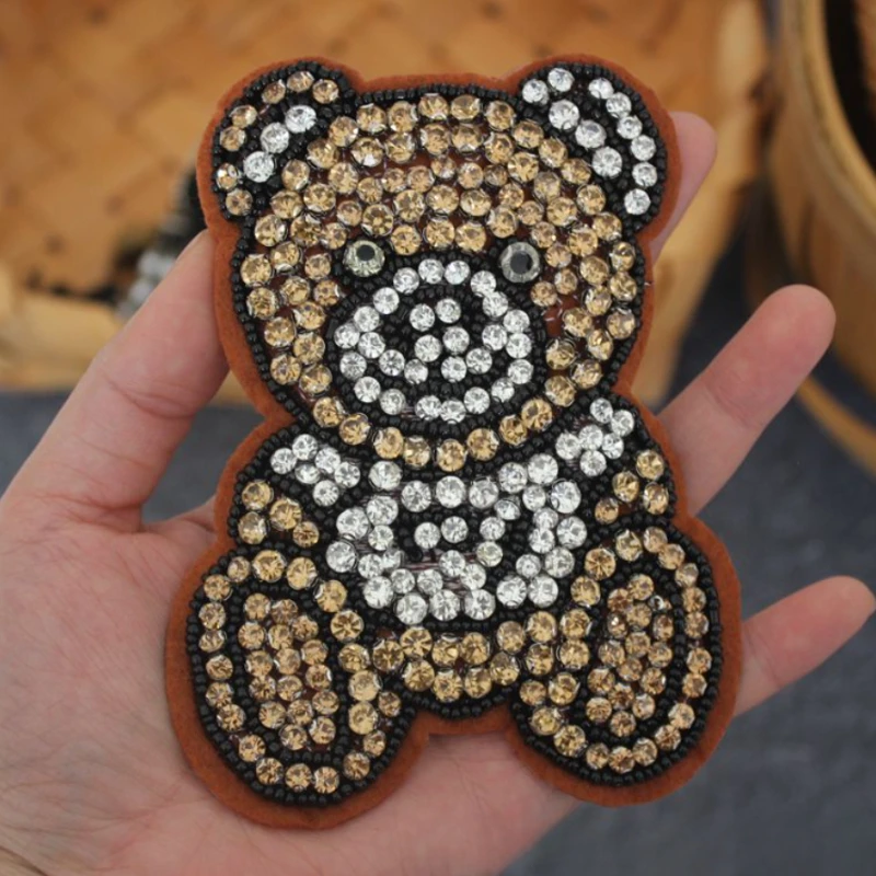 

Лидер продаж, новые бусины ручной работы, мультяшные стразы, медведь, тканевая наклейка для одежды, обувь, шапки и сумки, украшения