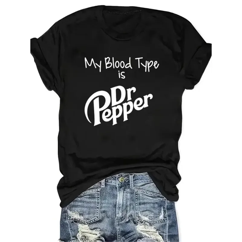 

Дышащая футболка с принтом My Blood Type Is Pepper для женщин, повседневная модная свободная модная женская футболка с круглым вырезом Y2K