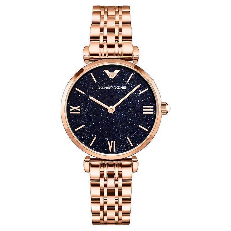Elegant Night Sky Women's Watch - Minimalist Luxury Design Waterproof Night Light Stainless Steel Band Stylish & Sophisticated