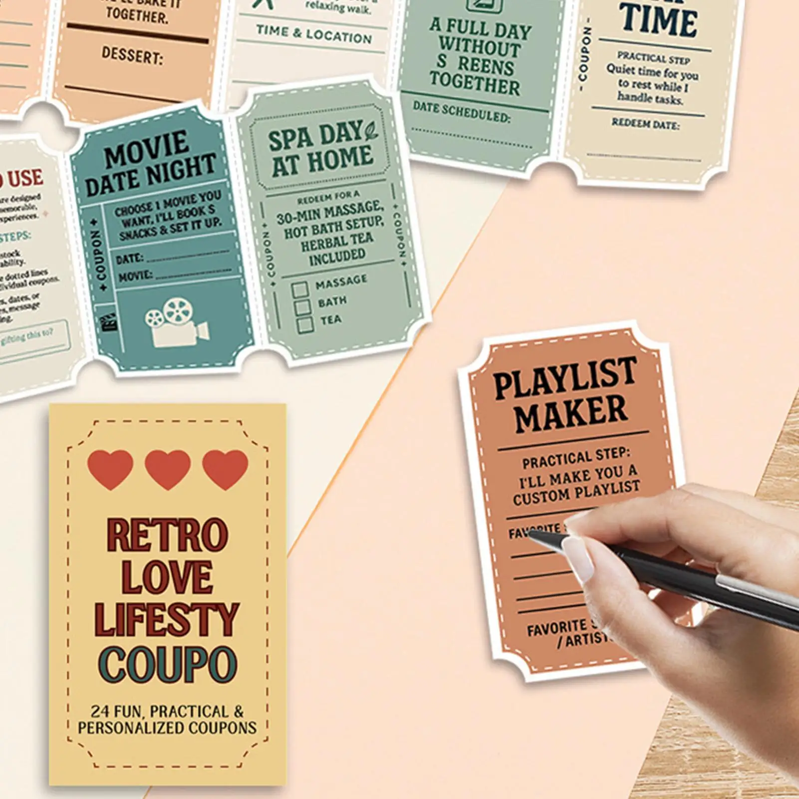Coupon Book For Him 24 Piece Couples Coupon Book Romantic Card Vintage Voucher For Wife Boyfriend Husband Girlfriend Valentines - view 5