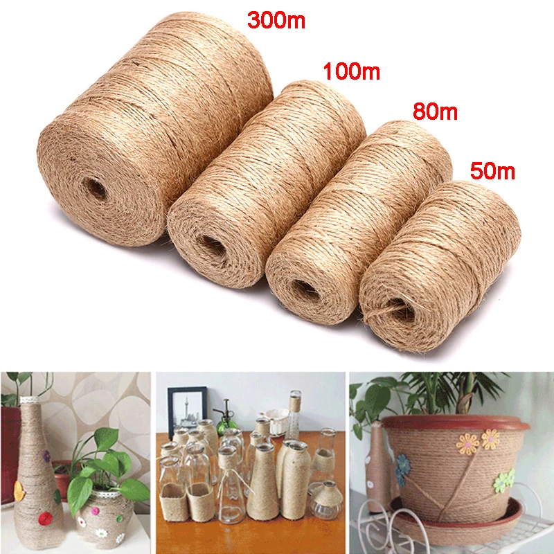 1 rouleau de corde de chanvre 30m/80m/100m/300m, cordon en lin de chanvre naturel fait à la main, toile de Jute torsadée, ficelle de ficelle, décor artisanal de bricolage