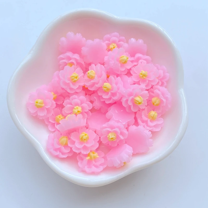 60Pcs New Cute Mini 12mm Small Flower Flat Back Resin Scrapbooking DIY Jewelry Craft Decoration Accessories