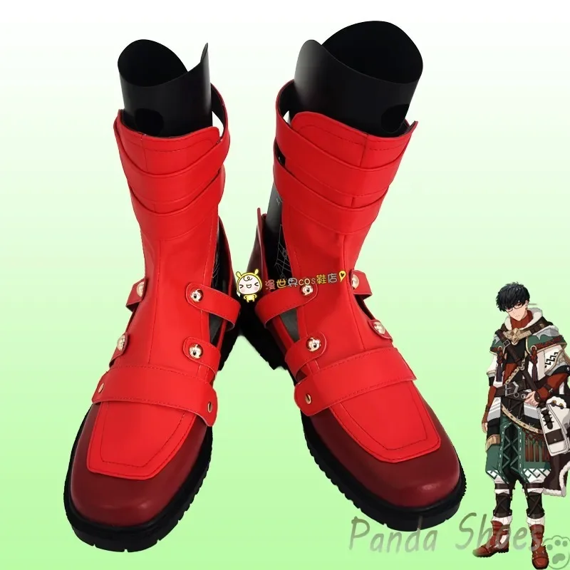 Promise of Wizard Lennox Cosplay Shoes Anime Game Cos Red Long Boots Comic Cosplay Costume Prop Shoes for Con Halloween Party