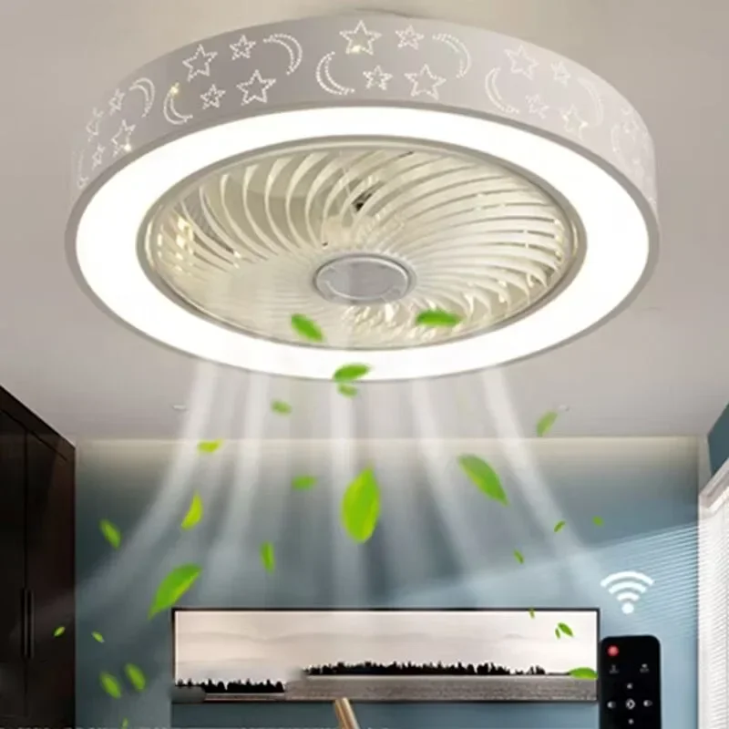 

Modern bedroom ceiling fan with adjustable light intelligent remote control painted acrylic fan light household lighting fixture