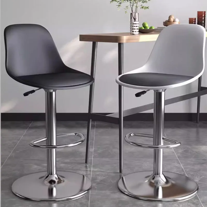 Design Lounge Bar Chairs Stool Modern Silver Minimalist Metal Chair Nordic Leather Tabouret Haut Pour Cuisine Luxury Furniture