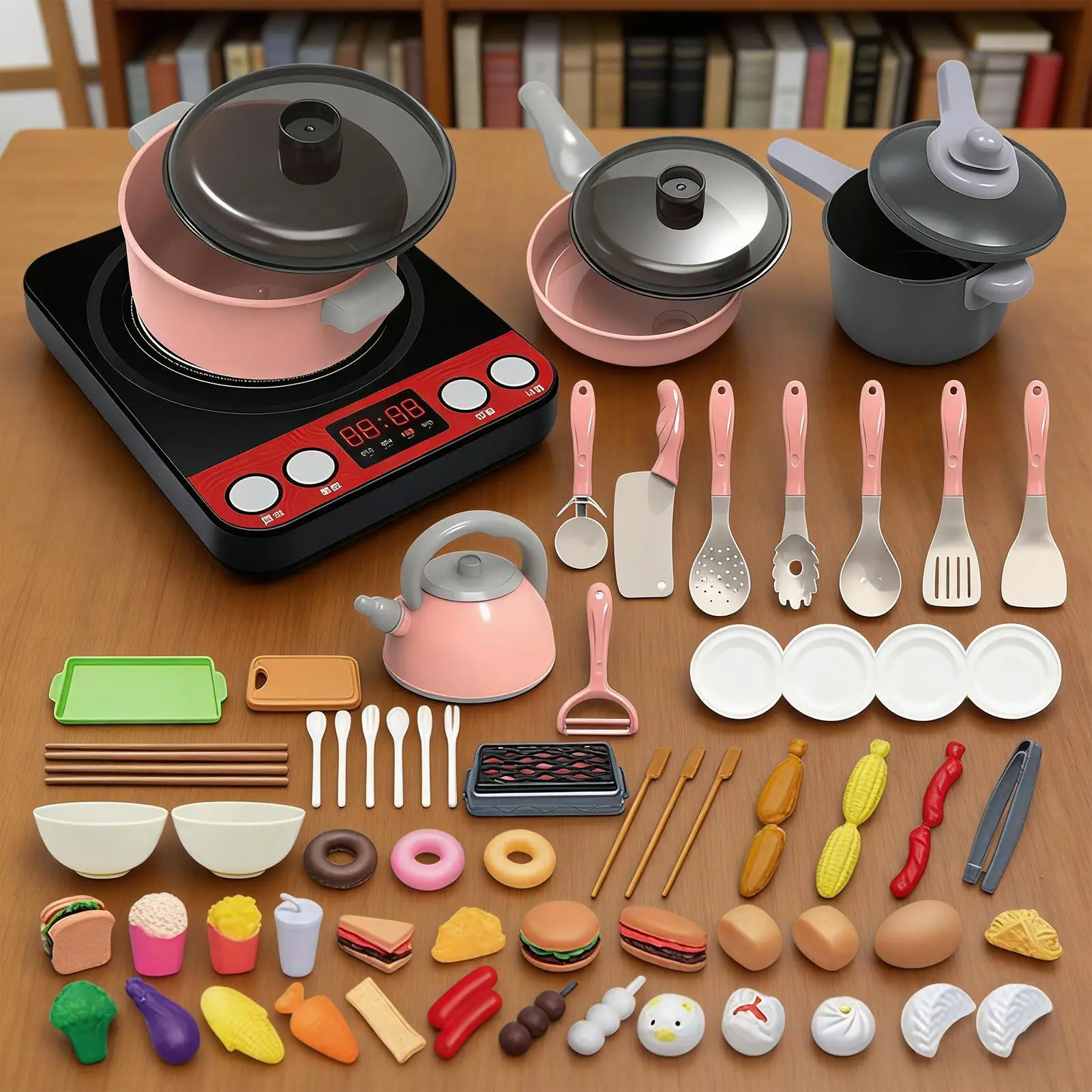 Speelkeukenaccessoires 71 stuks Doe alsof kookpotten Pannen met geluid Keukenaccessoires voor 3-8 jaar oude meisjes Jongens