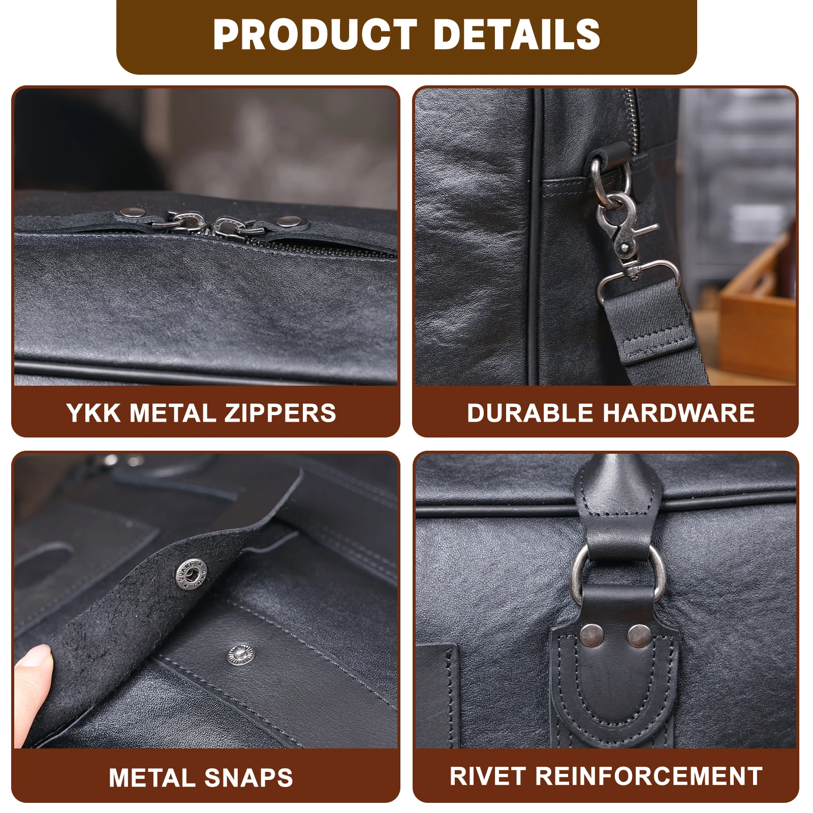 S.WORKER Vintage Reisetasche aus hochwertigem, pflanzlich gegerbtem Leder, Herren-Weekender-Reisetasche, Sporttasche für Outdoor-Reisen – Detail 12