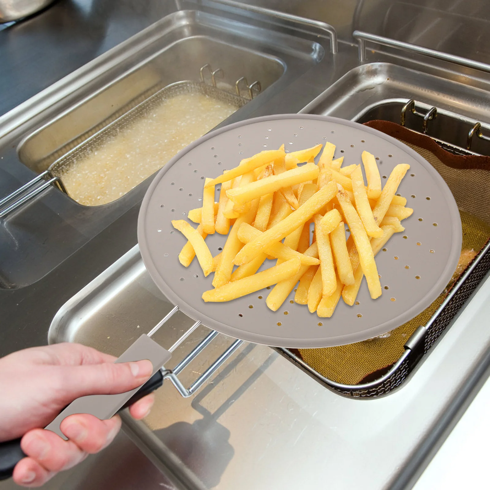 

Silicone Oil Separator Fryer Cooking Splash Proof Sleeves Large Grey Silica Gel Filter